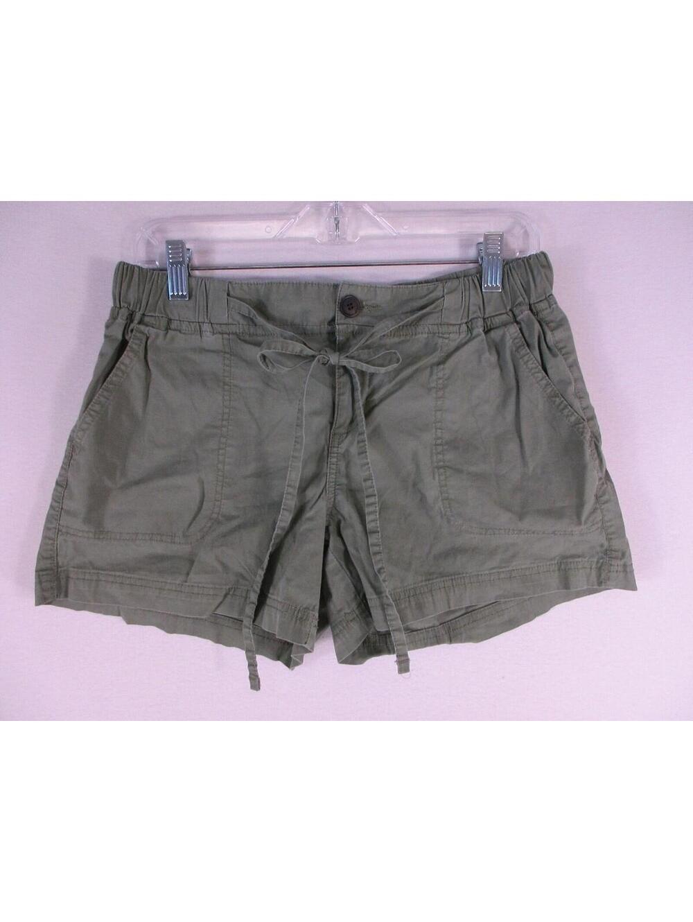 Merona Shorts Womens S Olive Drawstring Elastic Waist Cargo Patch Pockets Casual